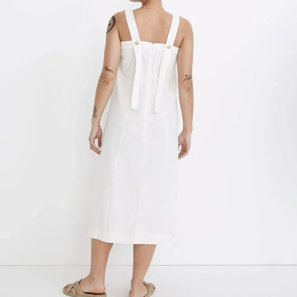 New Madewell Linen Cotton Princess Seamed Midi Dress Large - Picture 2 of 10